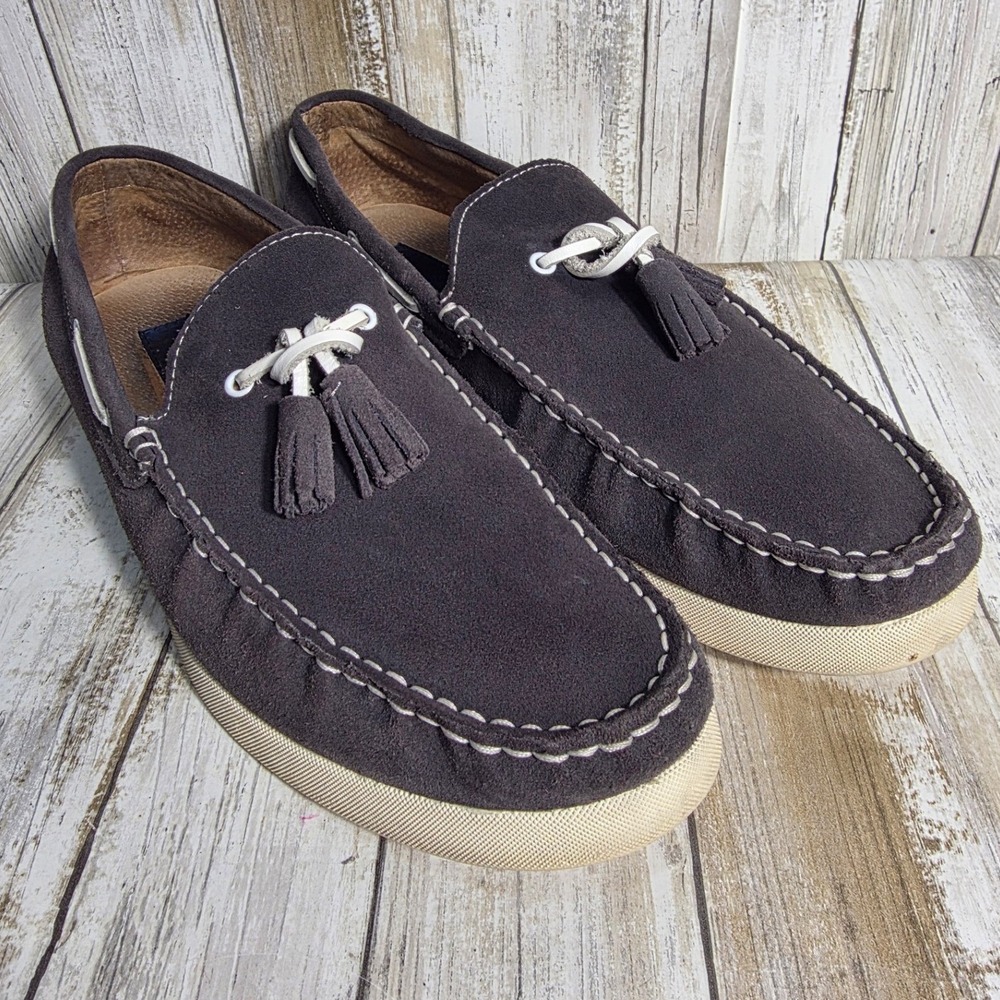 Joseph Abboud Collection Brown Suede Tassel Loafer Boat Shoes Contrast Stitch - Picture 1 of 10